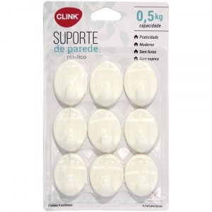 GANCHO C/9 PCS (OVAL BRANCO) 134967 TOP UTIL