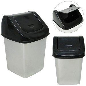 LIXEIRA LABEL INOX (QUAD 3,6LT*TP MOVEL) 702851* PLASNEW