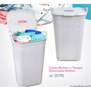 CESTO RATTAN BRANCO 50LTS (BASCULADO) 805407 ARQPLAST