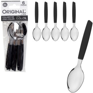 TALHER C/6 PRETO (COLHER CHA) 109833*173690 ORIGINAL*HM