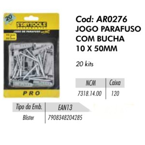 PARAFUSO C/BUCHA X 20 (10X50MM) 204285 STARTOOLS