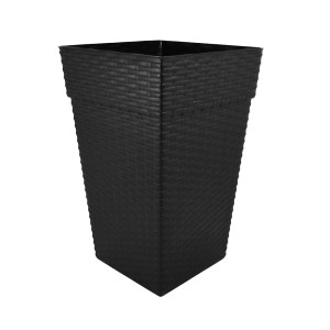 VASO RATTAN 130 (PRETO QUAD.10LT) 701304** PLASNEW