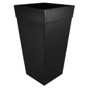 VASO RATTAN 138 (PRETO QUAD.28LT) 701380** PLASNEW