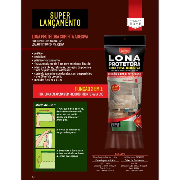 LONA PROTETORA C/FITA (TRANSP) 104957 PLAST LEO