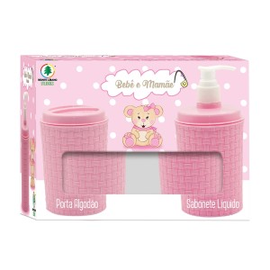 PORTA ALGODÃO E SABONETE LIQUIDO *ROSA* / 820614 MONTE LIBANO