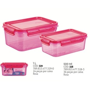 CONTAINER 4TRAVAS ROSA (500ML)  773283 ZPLASTIC