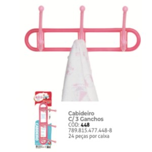CABIDEIRO C/3 GANCHOS (ROSA) 774488 ZPLASTIC