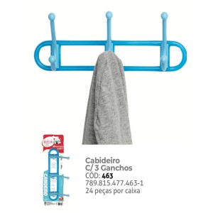 CABIDEIRO C/3 GANCHOS (AZUL) 774631 ZPLASTIC