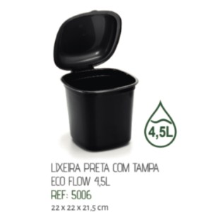 LIXEIRA PIA 4,5L PRETA (ABRE/FECHA) 750062 RAINHA