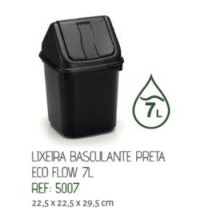 LIXEIRA PIA 7,0L PRETA (BASCULANT) 750079 RAINHA