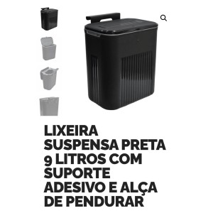 LIXEIRA SUSPENSA PRETA (9 LTS) 806640 ARQPLAST