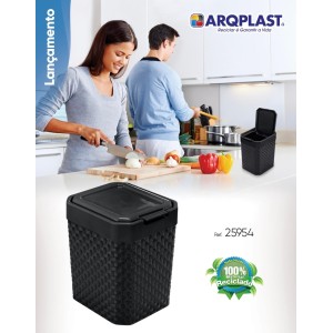 LIXEIRA PIA *TAMPA CLICK RATAN PRETA* 806626 ARQPLAST