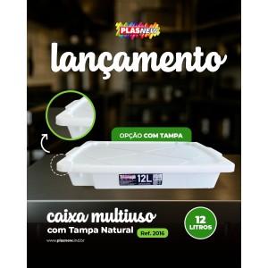 CAIXA MULTIUSO 12LTS (BRANCA C/TAMPA) 720169 PLASNEW
