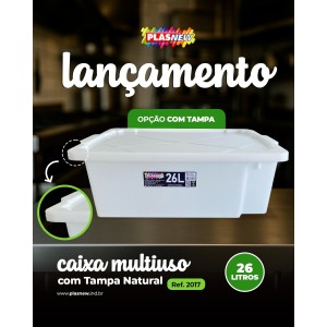 CAIXA MULTIUSO 26LTS (BRANCA C/TAMPA) 720176 PLASNEW