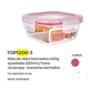POTE VIDRO C/TRAVA 520ML (QUAD) 130198 TOP UTIL