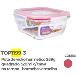 POTE VIDRO C/TRAVA 320ML (QUAD) 130167** TOP UTIL