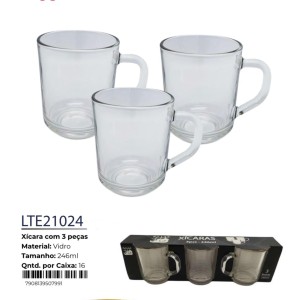 XICARA C/3 LISO (VIDRO 246ML) 507991 H-100