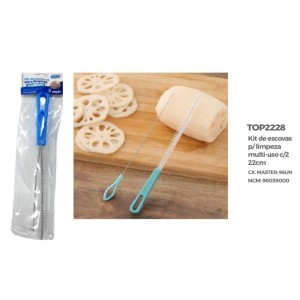 ESCOVA P/CANUDO X 2 *CABO AZUL* (22CM) / 162670 TOP UTIL