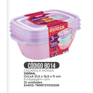 KIT CACAROLA MONZA *CANDY* 3PCS (1200ML)  510208 AZZU