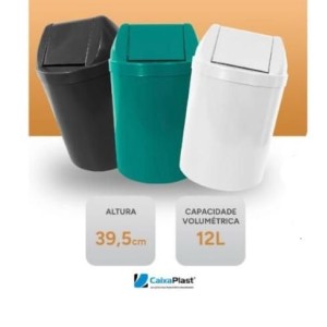 LIXEIRA 12LTS PRETA (VAI E VEM) 966120 CAIXAPLAST