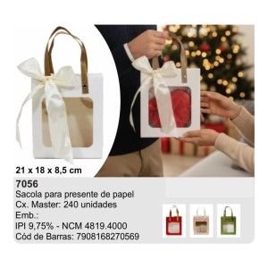 SACOLA PRESENTE *M* C/LAÇO CETIM / 270569 AMIGOLD