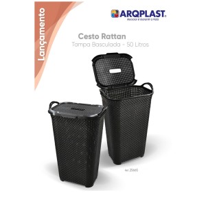 CESTO RATTAN PRETO (BASCULADO) 804110 ARQPLAST